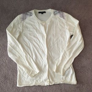 Cream Burberry Cardigan w/ Shoulder Detail-Kids